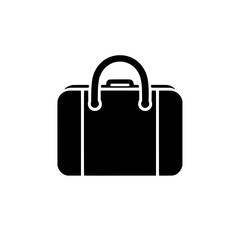 Travel Bag Icon: Simple and elegant black silhouette of a classic travel bag, perfect for representing travel, adventure, and exploration. This versatile icon is ideal for website design, mobile apps.