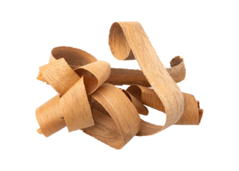 Wood shavings sawdust isolated on transparent background	