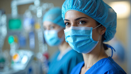 Medical Professional in Surgical Mask, Set Against a Blue Backdrop &ndash; Highlighting World Tuberculosis Day and the Importance of Springtime Wellness.