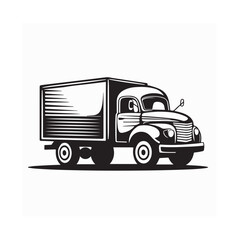 Black and white Logistic Car Images Vector Isolated on white background.