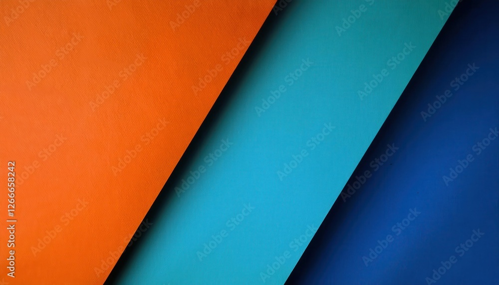 Aufkleber abstract geometric background with overlapping orange, blue, and green textured paper layers in diag