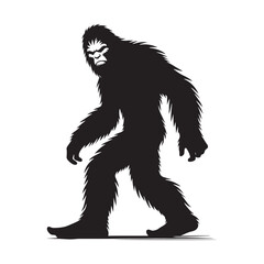 Mythological Bigfoot silhouette crafted for fantasy and supernatural artwork - Bigfoot illustration - Bigfoot vector - mythical creature silhouette
