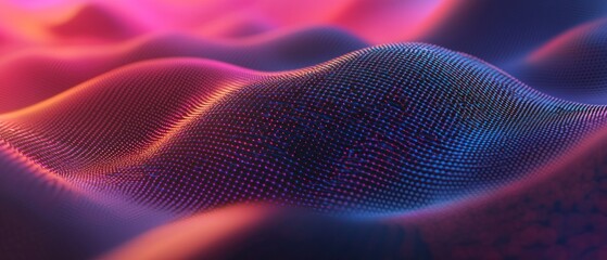 Abstract digital waves, vibrant colors, data flow