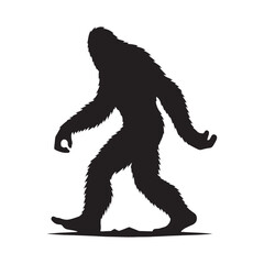 Mysterious beast Bigfoot silhouette with a looming and eerie presence - Bigfoot illustration - Bigfoot vector - mythical creature silhouette
