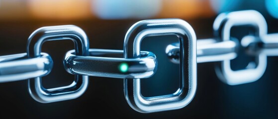 Abstract Cybersecurity Concept with Chain Links and Digital Background for Visual Representation