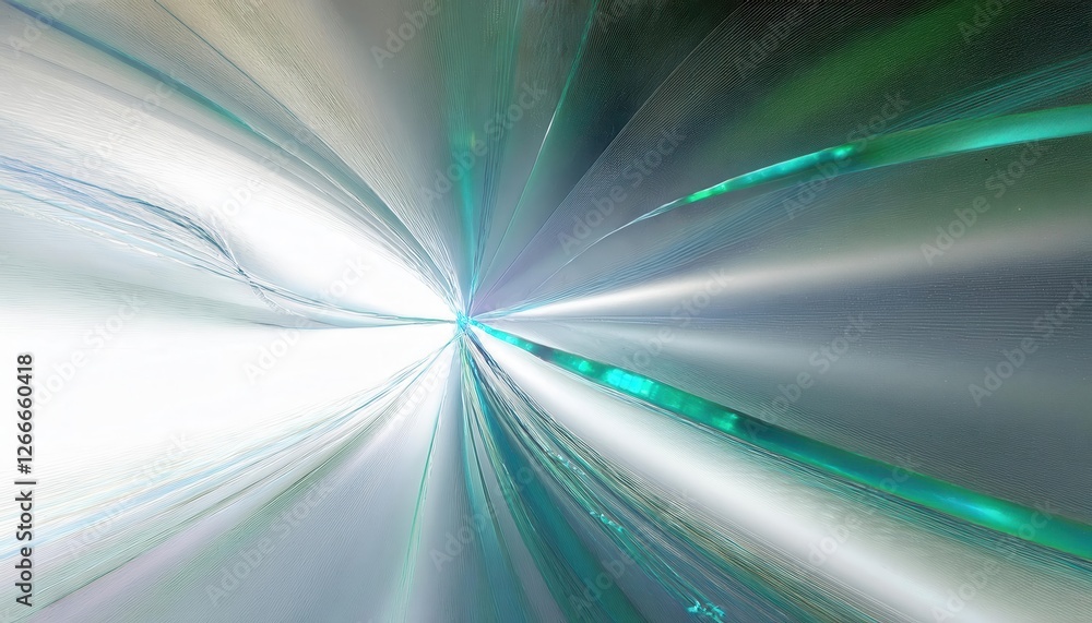 Poster futuristic hyperspace light burst with dynamic motion blur, abstract speed effect in blue and green 