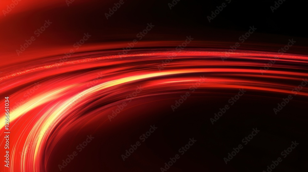 Poster dynamic flow of red light trails on a dark background