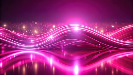 Obraz premium Abstract Pink Energy Waves with Glowing Particles and Reflective Surface