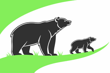 Grizzly bear or polar bear silhouette flat vector icon for animal wildlife apps and websites