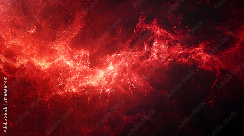 Poster fiery red nebula cloudscape abstract space background with glowing light