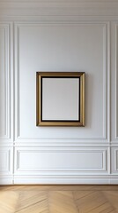empty photo frame with a black border hanging on wall