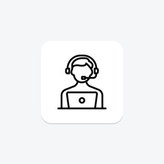 Support line icon, vector, pixel perfect, illustrator file