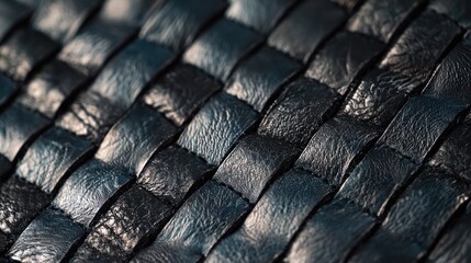 Intricate Woven Leather Texture: A Dark, Luxurious Close-Up