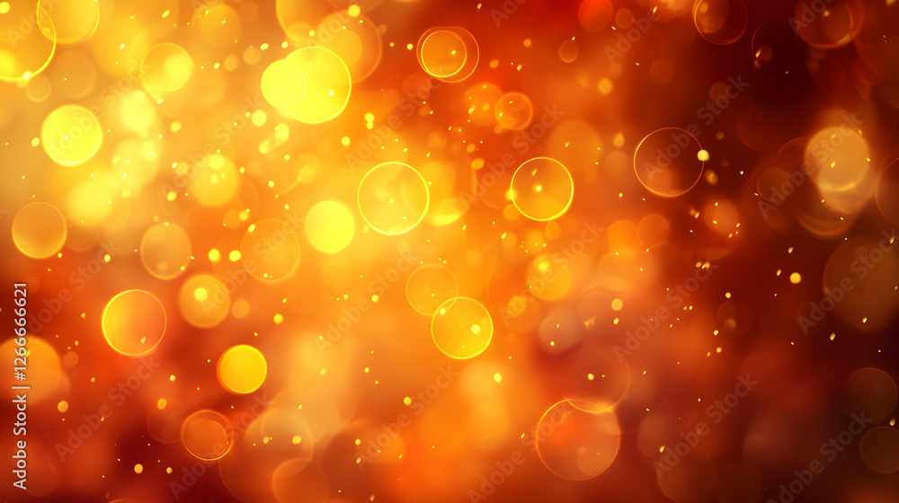 Poster golden bokeh lights creating warm and festive abstract background image
