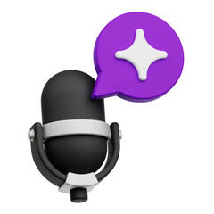 Artificial Intelligence Tech 3d icon isolated on the transparent background