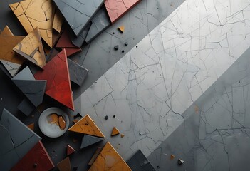Abstract Geometry, A Mosaic of Cracked Triangles and Modern Textures