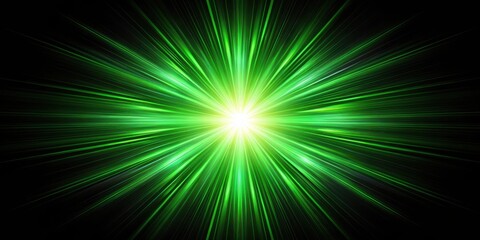 Obraz premium A vibrant starburst with bright green rays radiating from a central point, set against a deep black background, evoking a sense of energy and dynamic movement , black, starburst