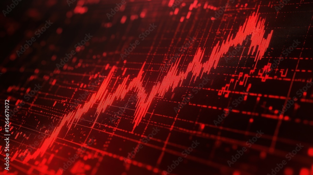 Aufkleber abstract representation of a fluctuating red graph on a dark background, symbolizing data trends