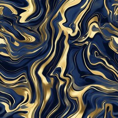 Seamless Pattern Elegant abstract wallpaper with swirling navy blue and gold patterns.