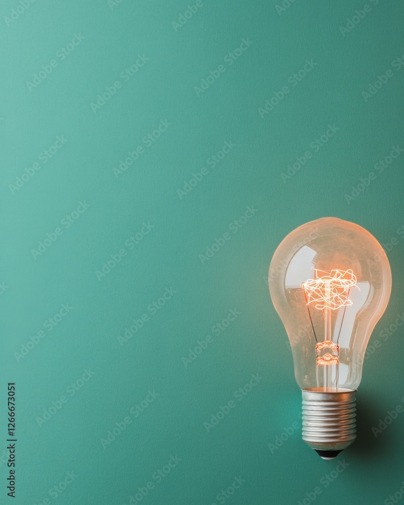 Aufkleber minimalist educational visual wooden desk open book and floating lightbulb on green background - inn
