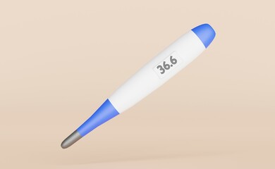 Electronic medical thermometer 3d illustration  on brown background.