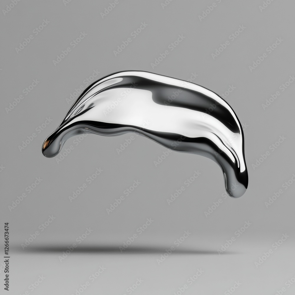 Leinwandbilder futuristic metallic liquid form sleek fluid dynamics visualization in for cutting-edge tech marketin