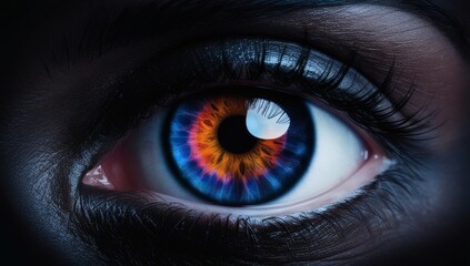 Close up of human dark eye with iris.
