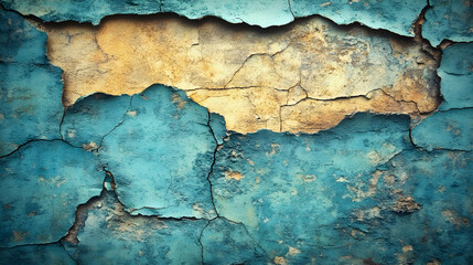 Obraz premium Cracked Teal Painted Wall Texture