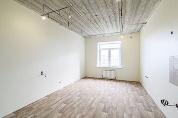 rough repairs for self-finishing. interior decoration, bare walls of the room, stage of construction. interior apartment room