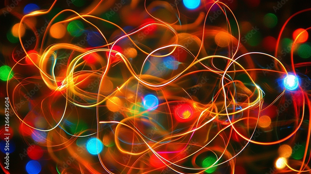 Poster abstract light trails and bokeh.