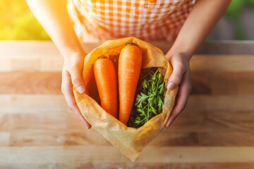 Eco-Chic Kitchen Display Korean Woman with Vitiligo Using Colorful Beeswax Wrap on Wooden Counter - Sustainable Home Lifestyle and Plastic-Free Culinary Branding