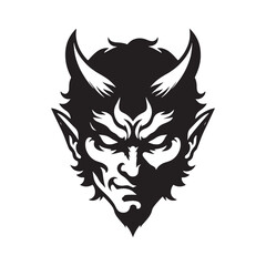 Obraz premium Elegant yet terrifying Devil silhouette symbolizing power and fear - Devil illustration - Devil vector - mythical creature silhouette 