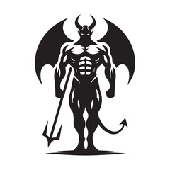 Gothic-inspired Devil silhouette bringing myth and legend to life - Devil illustration - Devil vector - mythical creature silhouette
