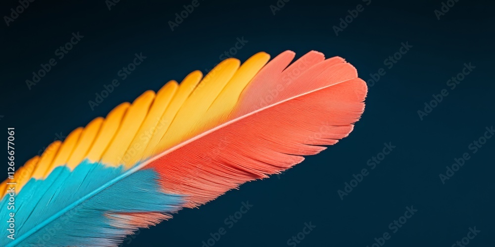 Poster Vibrant Feather Artwork Bold Abstract Color Study for Modern Digital Spaces - Cultural Expression and Dynamic Interior Aesthetics