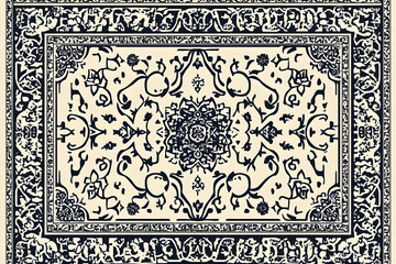 Ornate Beige Carpet Design