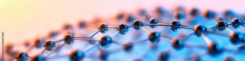 Poster Futuristic Tech Pattern Metallic Network of Spheres and Lines on Gradient Surface - Advanced Data Visualization for Industry Innovation and Connectivity Solutions