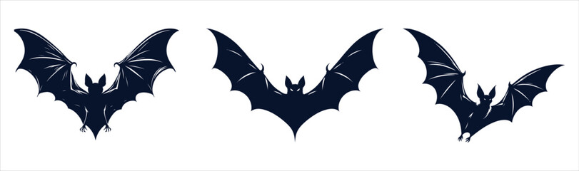 Fototapeta premium Set Of Bat Silhouettes Vector Illustration Icon