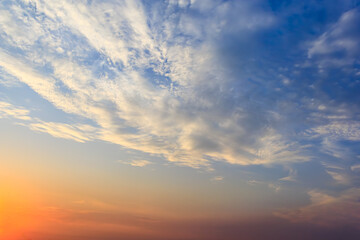 Colorful sunset sky with wispy clouds