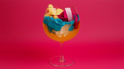 Vibrant Tropical Drink with Flowers