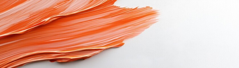 Abstract Flowing Orange Paint Brush Strokes on White Background for Artistic Creative Design