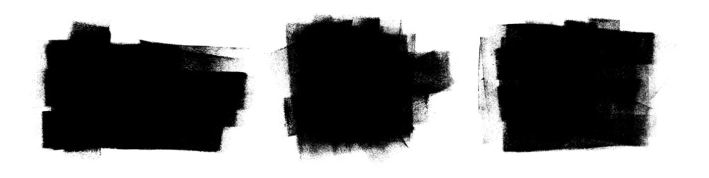 Banner Grunge Roller Brush Stroke Background Drawing Vector Set