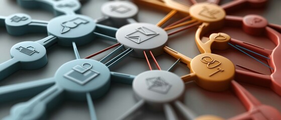 Interconnected Communication Icons Network