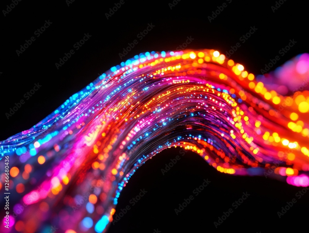 Aufkleber Dynamic Neon Circuitry Vibrant LED Streams and Waves for Global E-Sports Connectivity - Futuristic Tech Design and Interactive Digital Collaboration