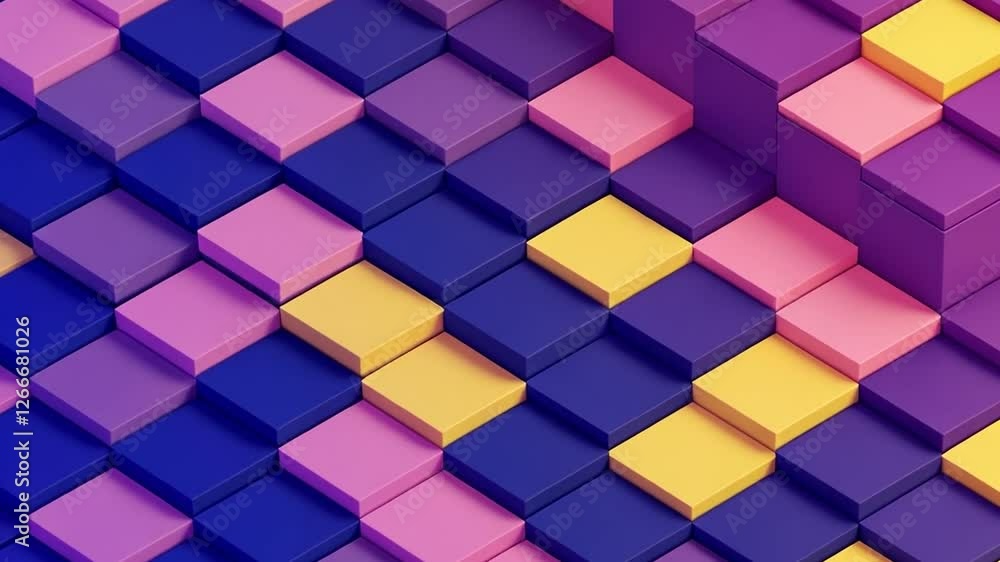 Aufkleber geometric cubes arranging in an abstract pattern with vibrant colors