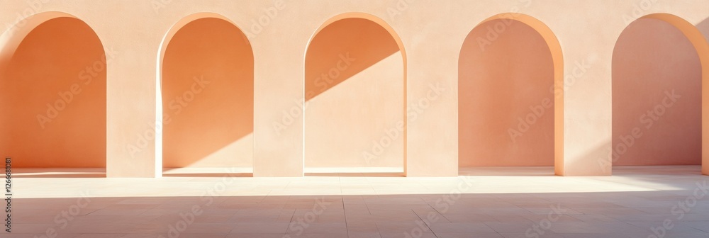 Poster blush minimalist archways sandstone textures in open courtyard - modern design inspirations and arch