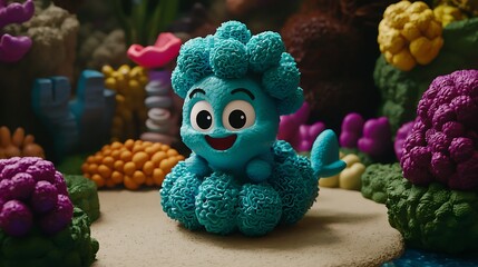 Colorful Underwater Adventure with Playful Character