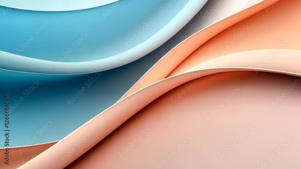Poster fluid waves of color blend softly, creating a calm ambiance in this artistic display on a serene bac