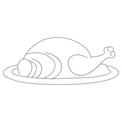 Minimalist Roast Chicken Line Art – Classic Food Illustration