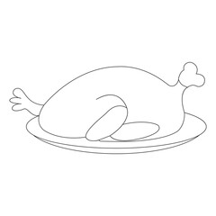 Minimalist Roast Chicken Line Art – Classic Food Illustration
