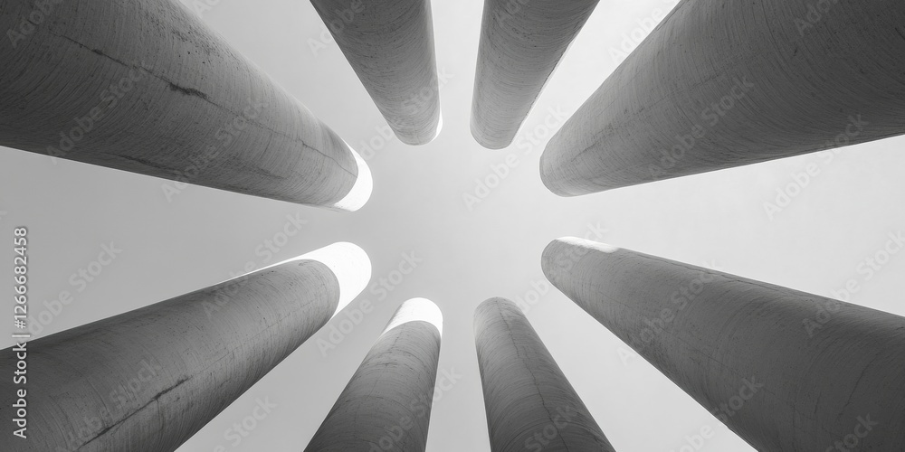 Leinwandbilder minimalist architectural columns symmetrical concrete canopy in monochrome - urban development conce